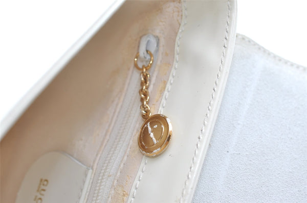 Authentic GUCCI Vintage Shoulder Bag Purse Enamel White Junk 7914J