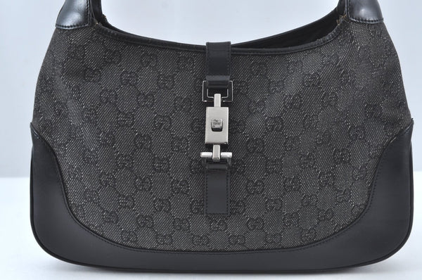 Authentic GUCCI Jackie Shoulder Bag GG Canvas Leather 00963 Black Junk 7917J