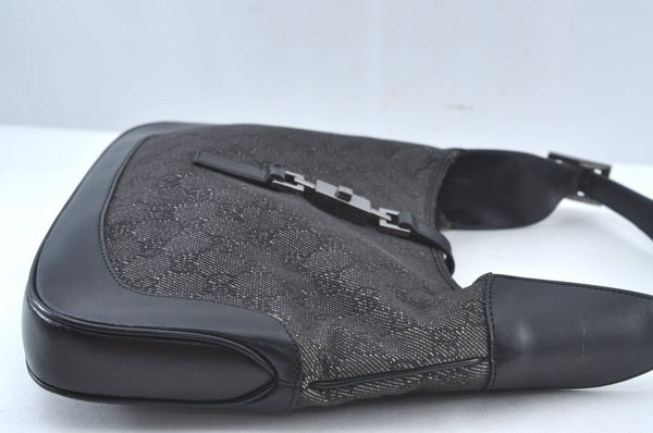 Authentic GUCCI Jackie Shoulder Bag GG Canvas Leather 00963 Black Junk 7917J