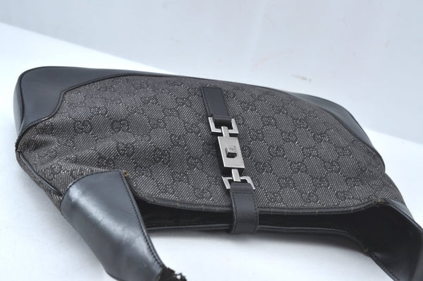 Authentic GUCCI Jackie Shoulder Bag GG Canvas Leather 00963 Black Junk 7917J