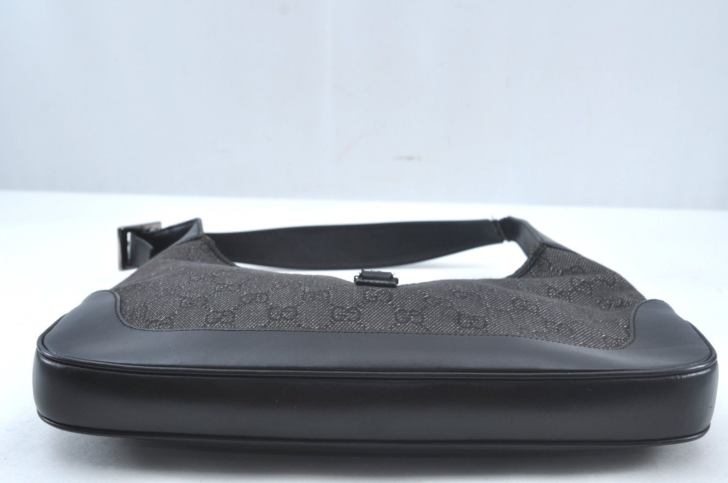 Authentic GUCCI Jackie Shoulder Bag GG Canvas Leather 00963 Black Junk 7917J