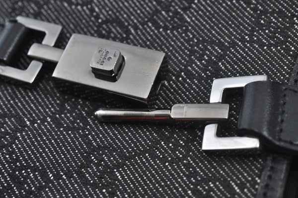 Authentic GUCCI Jackie Shoulder Bag GG Canvas Leather 00963 Black Junk 7917J