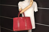 Authentic HERMES Vintage Garden Party MM Hand Tote Bag Canvas Leather Red 7918I