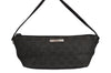 Authentic GUCCI Vintage Hand Bag Pouch Purse GG Canvas Leather 07198 Black 7918J