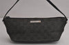 Authentic GUCCI Vintage Hand Bag Pouch Purse GG Canvas Leather 07198 Black 7918J
