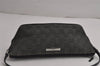 Authentic GUCCI Vintage Hand Bag Pouch Purse GG Canvas Leather 07198 Black 7918J