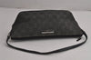 Authentic GUCCI Vintage Hand Bag Pouch Purse GG Canvas Leather 07198 Black 7918J