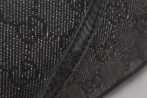 Authentic GUCCI Vintage Hand Bag Pouch Purse GG Canvas Leather 07198 Black 7918J