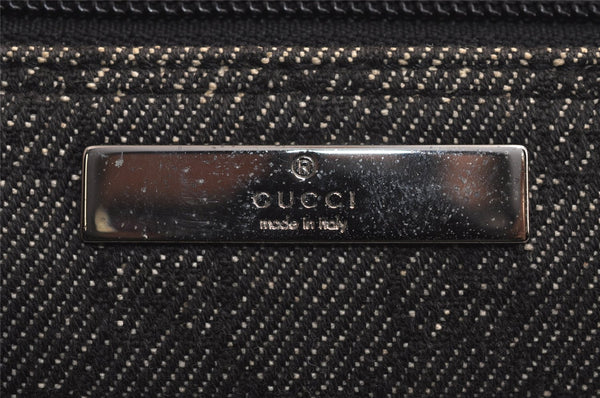 Authentic GUCCI Vintage Hand Bag Pouch Purse GG Canvas Leather 07198 Black 7918J