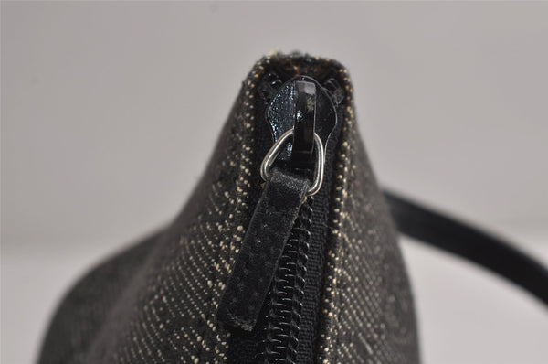 Authentic GUCCI Vintage Hand Bag Pouch Purse GG Canvas Leather 07198 Black 7918J