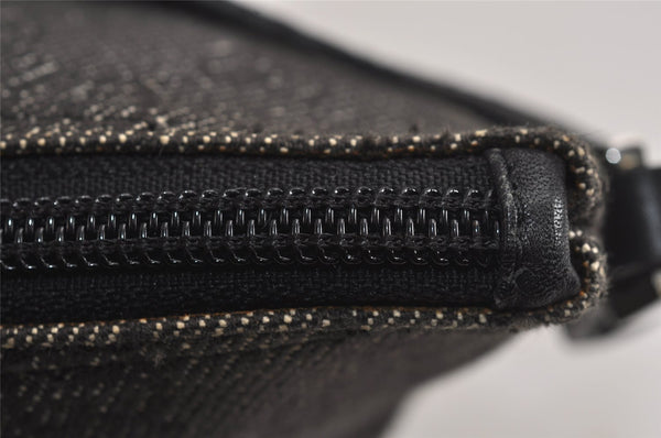 Authentic GUCCI Vintage Hand Bag Pouch Purse GG Canvas Leather 07198 Black 7918J