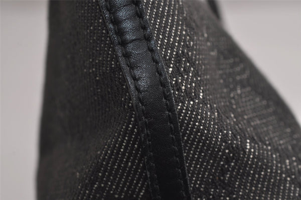 Authentic GUCCI Vintage Hand Bag Pouch Purse GG Canvas Leather 07198 Black 7918J