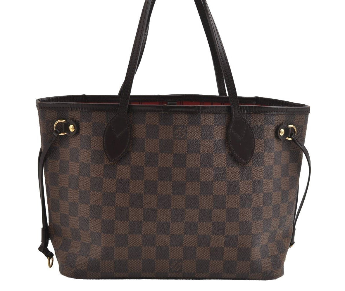 Authentic Louis Vuitton Damier Neverfull PM Shoulder Tote Bag N51109 LV 7919I