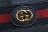 Authentic GUCCI Sherry Line Micro GG Shoulder Cross Bag PVC Leather Navy 7919J