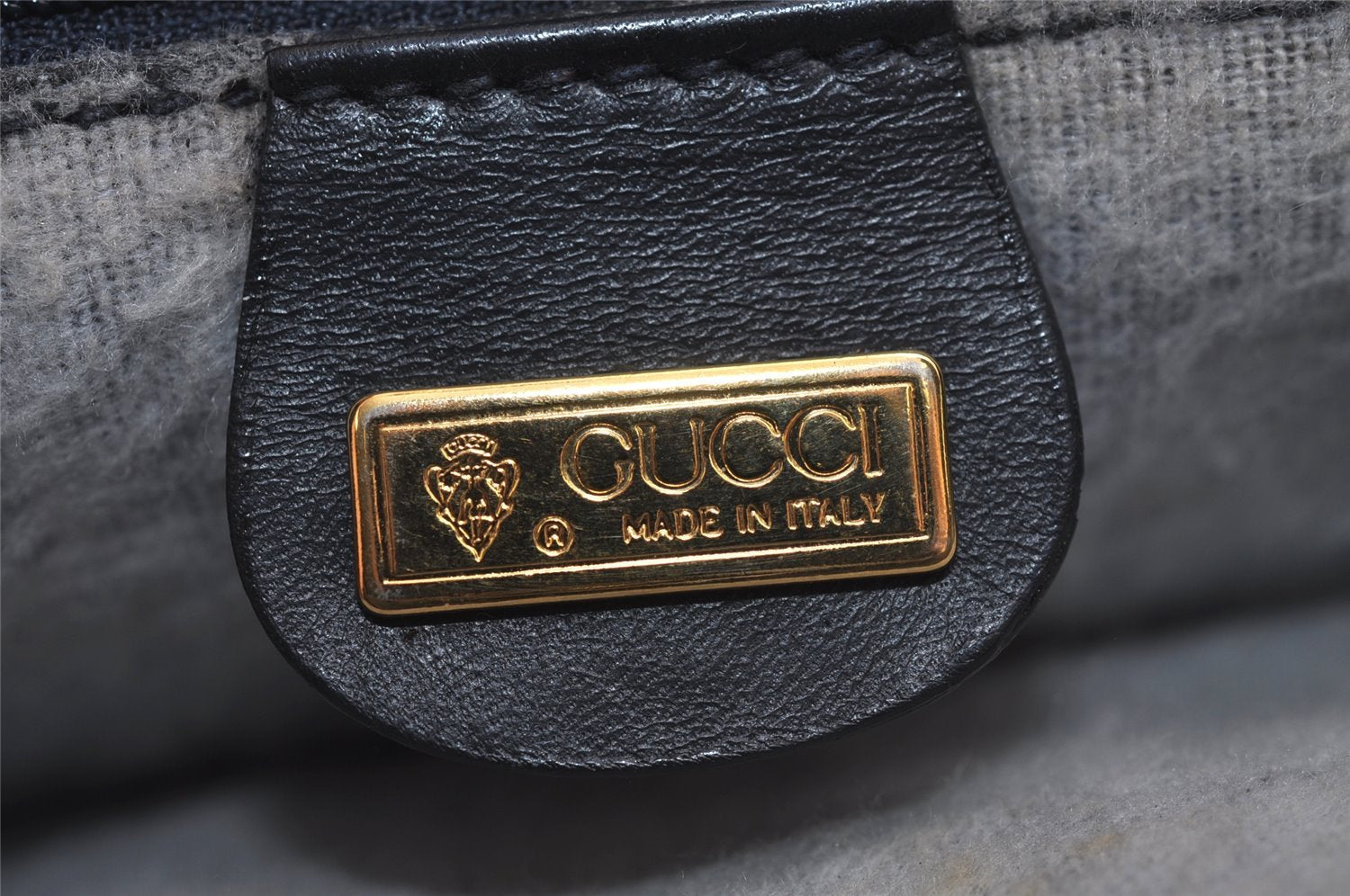 Authentic GUCCI Sherry Line Micro GG Shoulder Cross Bag PVC Leather Navy 7919J