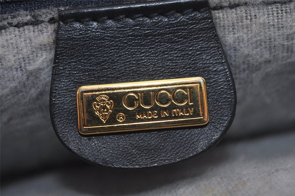 Authentic GUCCI Sherry Line Micro GG Shoulder Cross Bag PVC Leather Navy 7919J