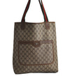 Authentic GUCCI Web Sherry Line Shoulder Tote Bag GG PVC Leather Brown 7920J