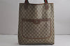 Authentic GUCCI Web Sherry Line Shoulder Tote Bag GG PVC Leather Brown 7920J
