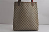 Authentic GUCCI Web Sherry Line Shoulder Tote Bag GG PVC Leather Brown 7920J