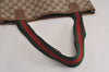 Authentic GUCCI Web Sherry Line Shoulder Tote Bag GG PVC Leather Brown 7920J