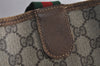 Authentic GUCCI Web Sherry Line Shoulder Tote Bag GG PVC Leather Brown 7920J