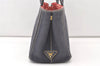 Authentic PRADA CANAPA SS Denim 2Way Shoulder Hand Bag 1BG439 Navy Blue 7921J