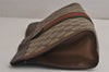 Authentic GUCCI Web Sherry Line Clutch Hand Bag Purse GG PVC Leather Brown 7922J