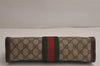 Authentic GUCCI Web Sherry Line Clutch Hand Bag Purse GG PVC Leather Brown 7922J