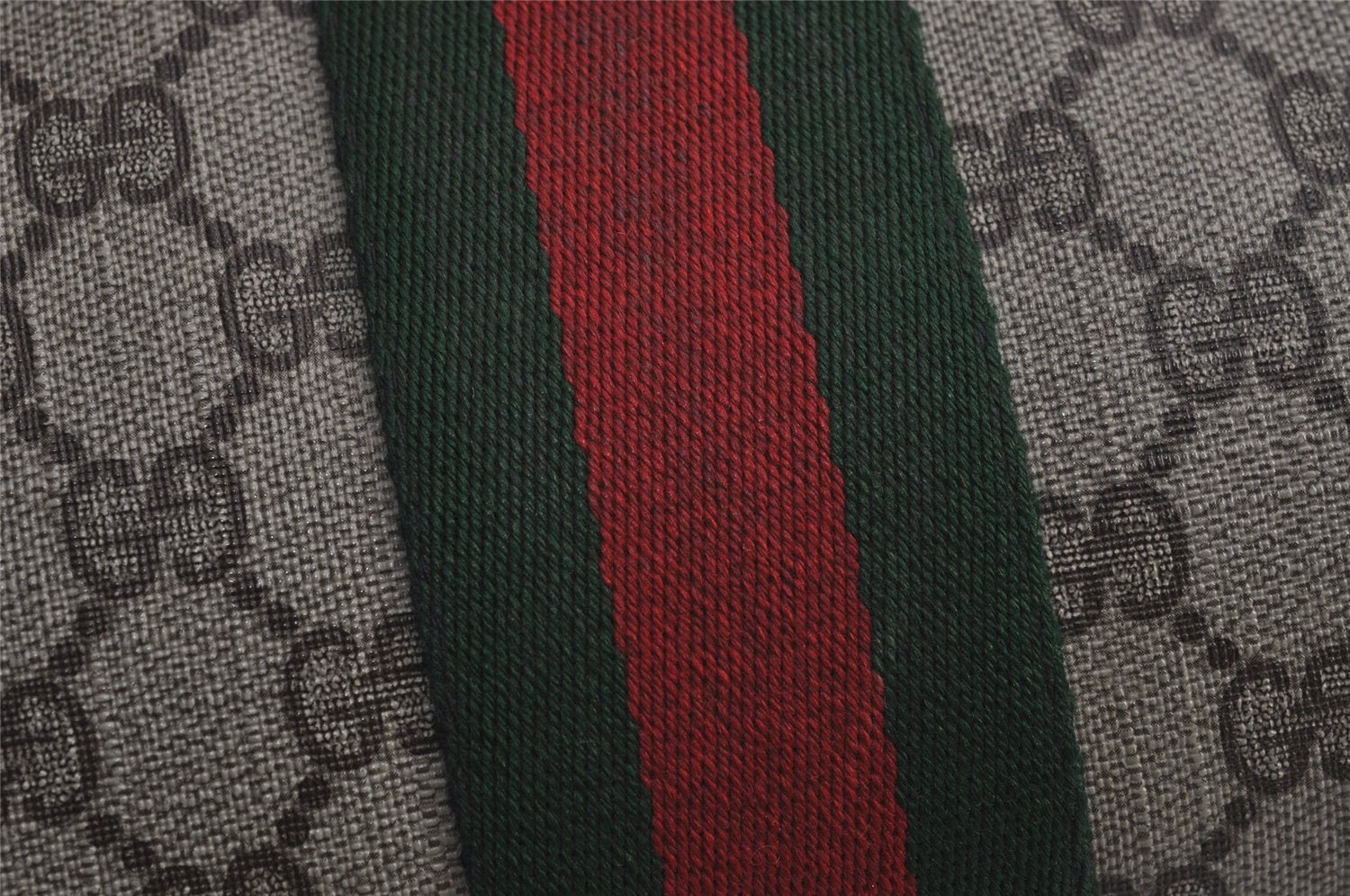 Authentic GUCCI Web Sherry Line Clutch Hand Bag Purse GG PVC Leather Brown 7922J