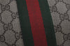 Authentic GUCCI Web Sherry Line Clutch Hand Bag Purse GG PVC Leather Brown 7922J
