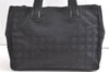 Authentic CHANEL New Travel Line Shoulder Tote Bag Nylon Leather Black 7923J