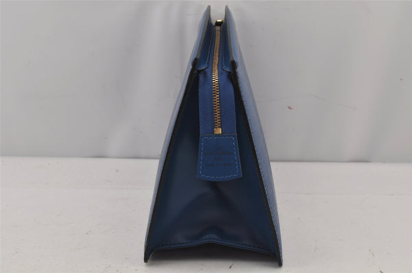 Authentic Louis Vuitton Epi Trousse Crete Clutch Bag Blue M48405 LV Junk 7924J