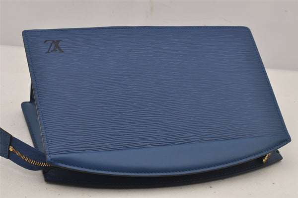 Authentic Louis Vuitton Epi Trousse Crete Clutch Bag Blue M48405 LV Junk 7924J