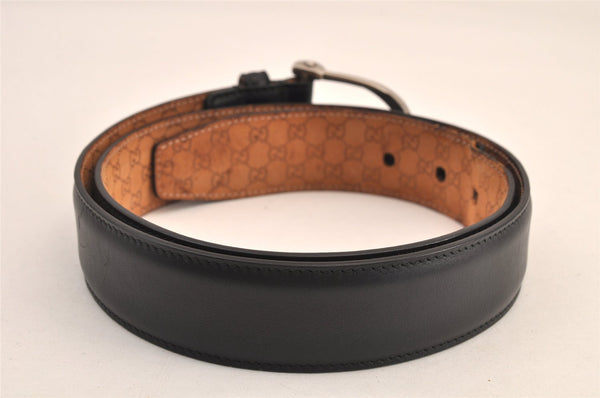 Authentic GUCCI Vintage Belt Leather 31.5-35.8" Black 7926M