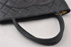 Authentic CHANEL Calf Skin Medallion CC Logo Shoulder Tote Bag Black 7927I