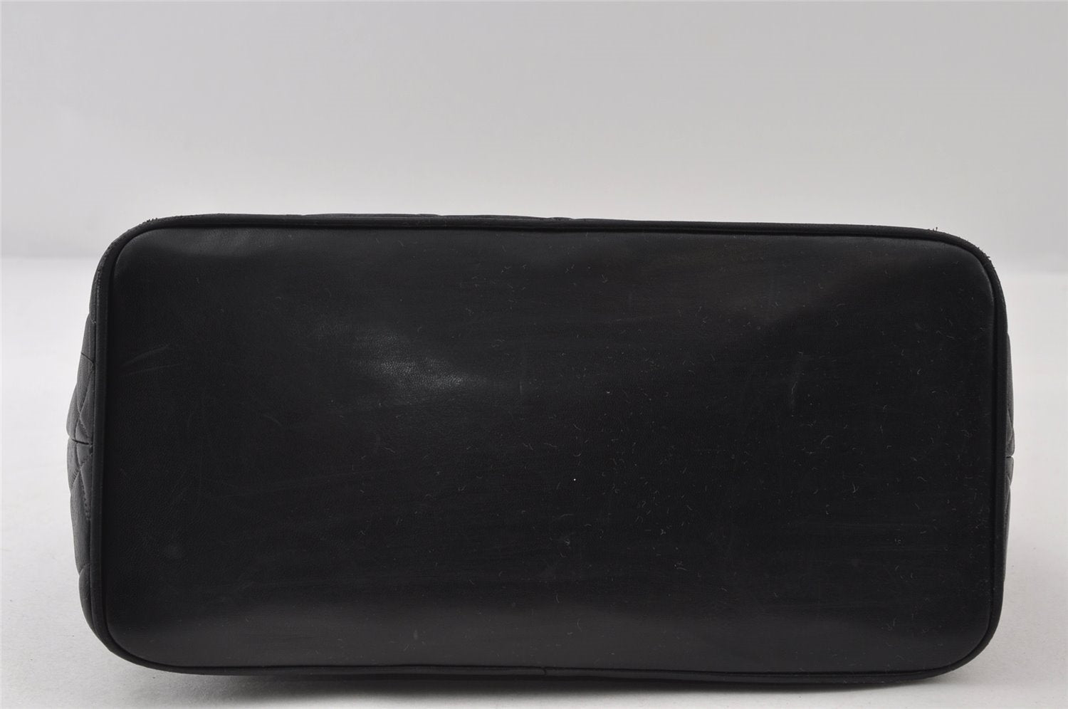Authentic CHANEL Calf Skin Medallion CC Logo Shoulder Tote Bag Black 7927I