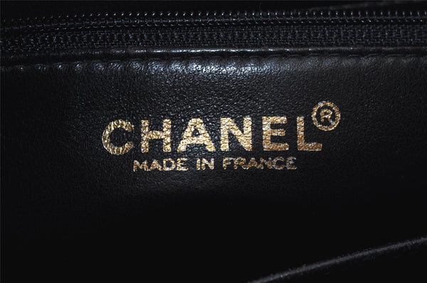 Authentic CHANEL Calf Skin Medallion CC Logo Shoulder Tote Bag Black 7927I