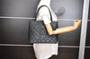 Authentic CHANEL Calf Skin Medallion CC Logo Shoulder Tote Bag Black 7927I