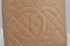 Authentic CHANEL Caviar Skin Medallion Shoulder Tote Bag Beige Junk 7928I