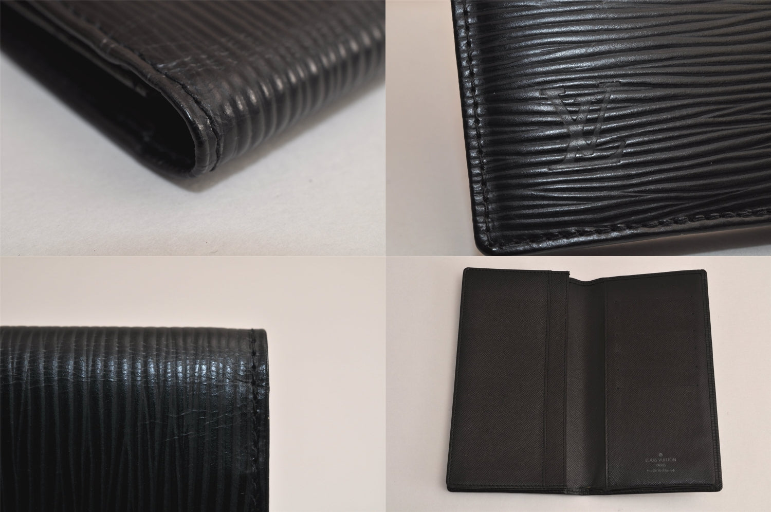 Authentic Louis Vuitton Epi Porte Cartes Credit Yen Wallet Black M63212 LV 7929M