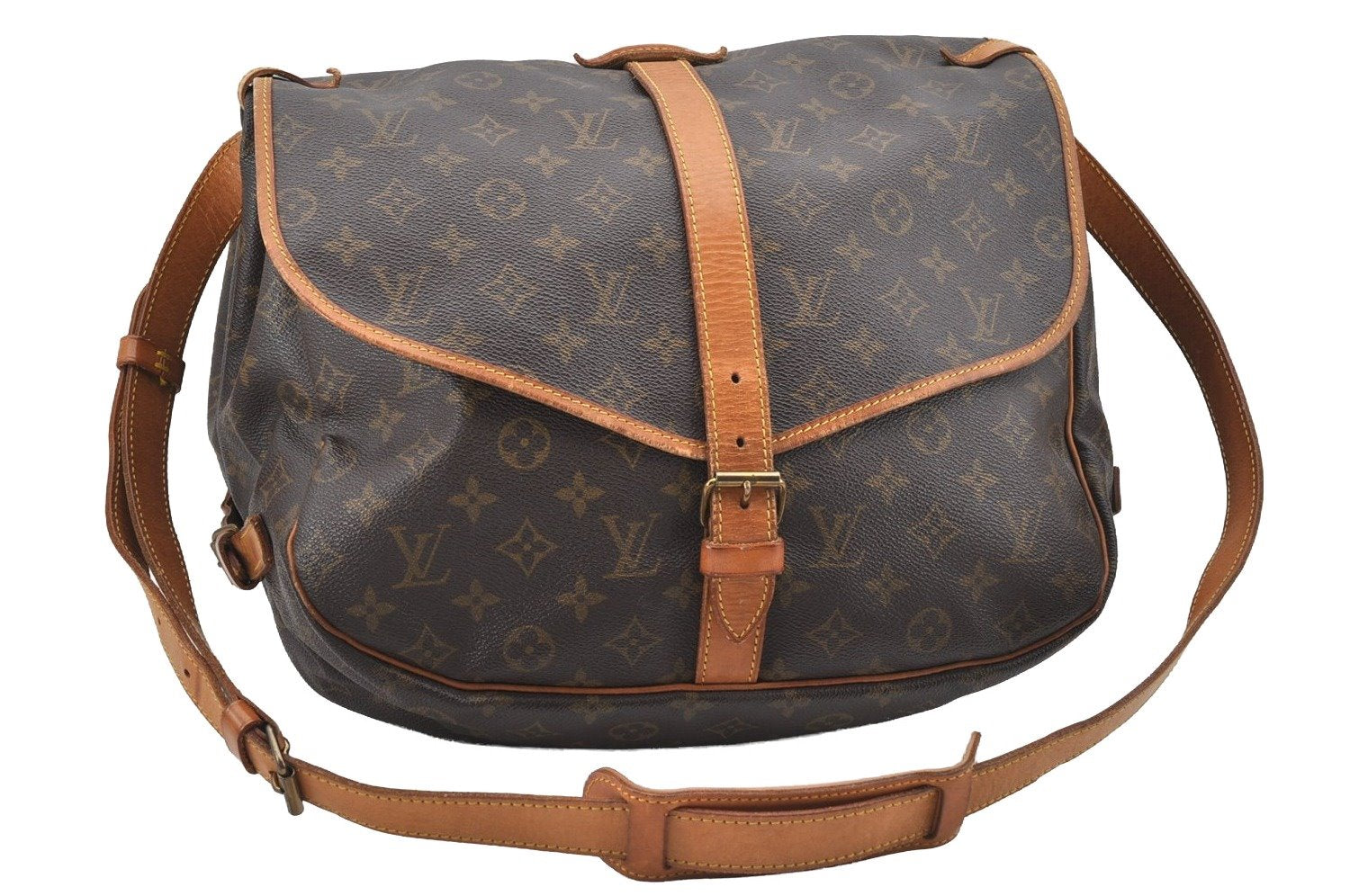 Authentic Louis Vuitton Monogram Saumur 35 Shoulder Cross Bag M42254 LV 7930I