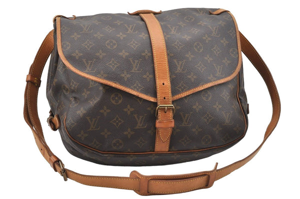 Authentic Louis Vuitton Monogram Saumur 35 Shoulder Cross Bag M42254 LV 7930I