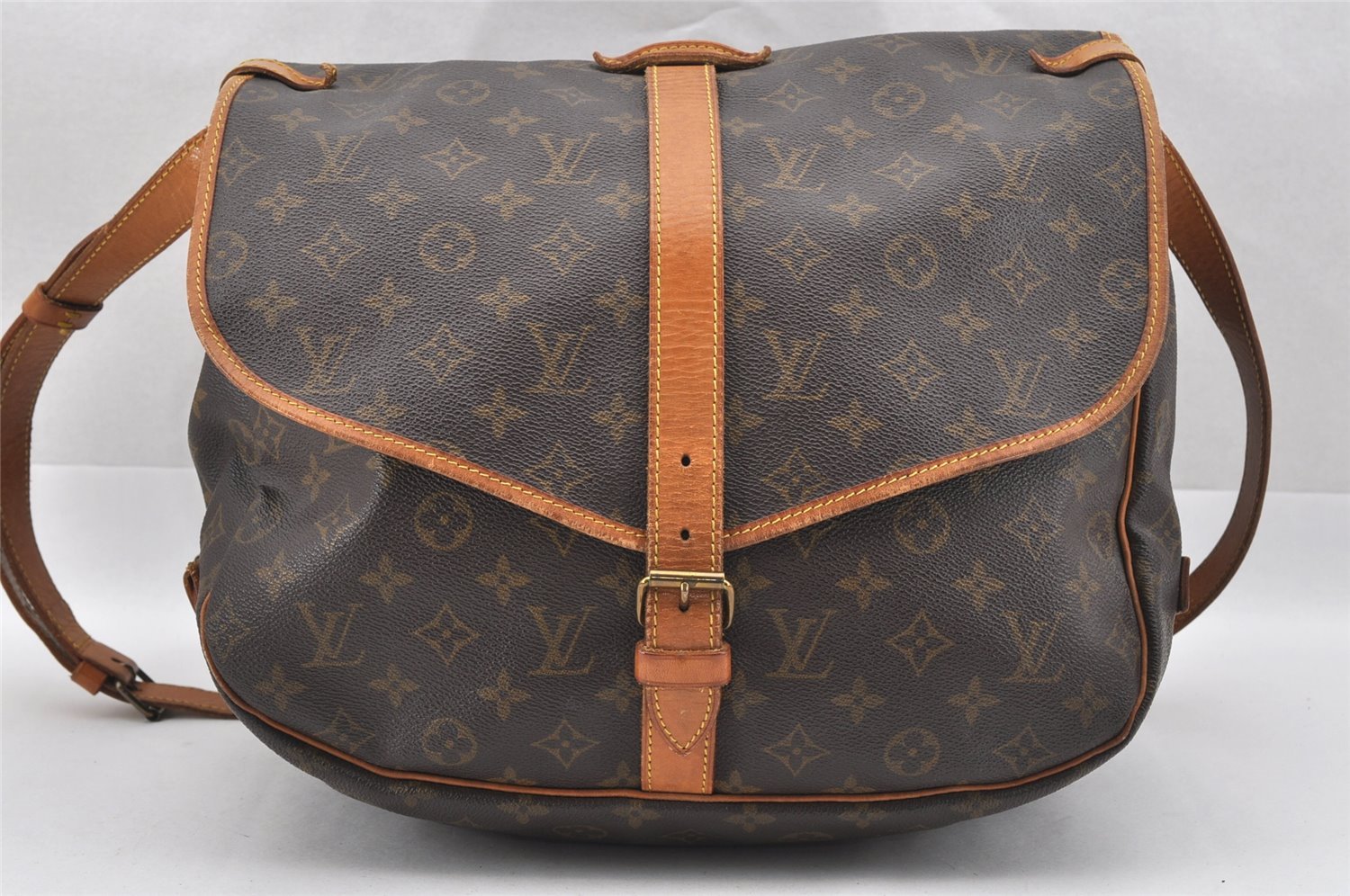 Authentic Louis Vuitton Monogram Saumur 35 Shoulder Cross Bag M42254 LV 7930I
