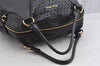 Authentic MIU MIU Punching Leather 2Way Shoulder Hand Tote Bag Black 7932I