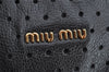 Authentic MIU MIU Punching Leather 2Way Shoulder Hand Tote Bag Black 7932I