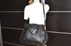 Authentic MIU MIU Punching Leather 2Way Shoulder Hand Tote Bag Black 7932I