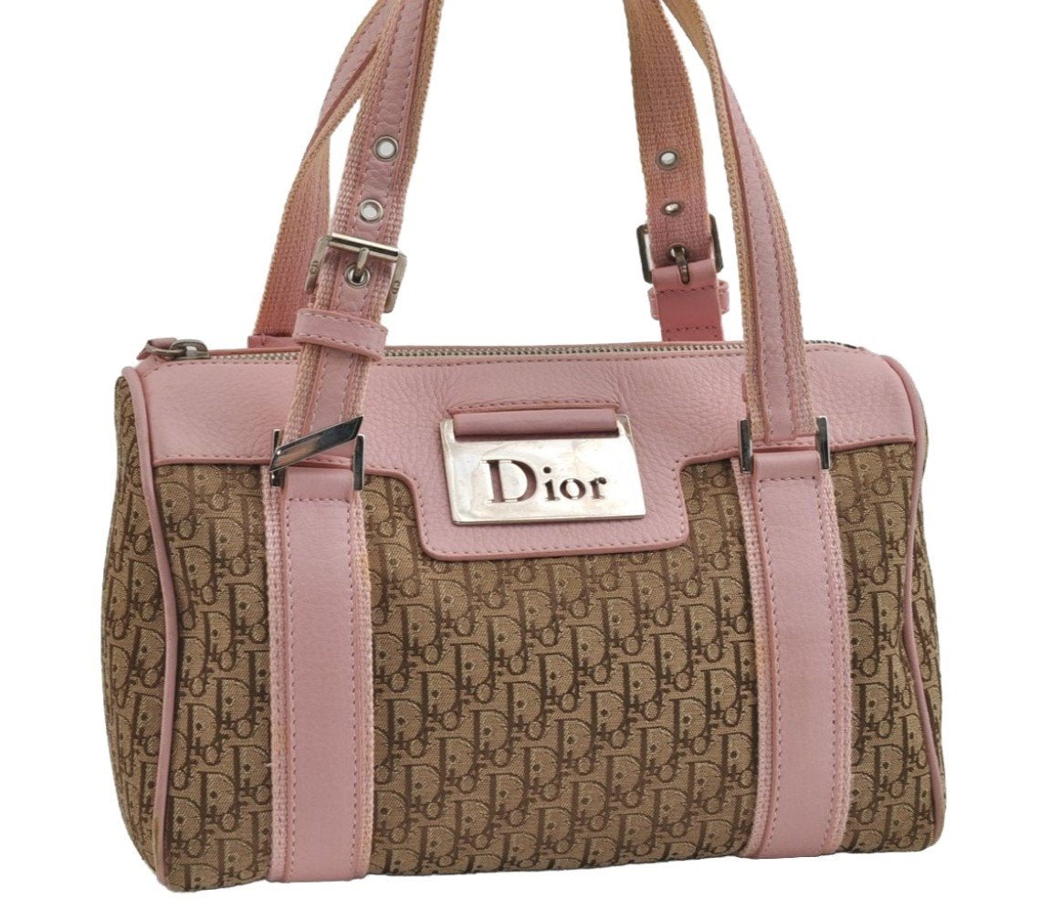 Authentic Christian Dior Trotter Street Chic Hand Bag Canvas Leather Brown 7933I