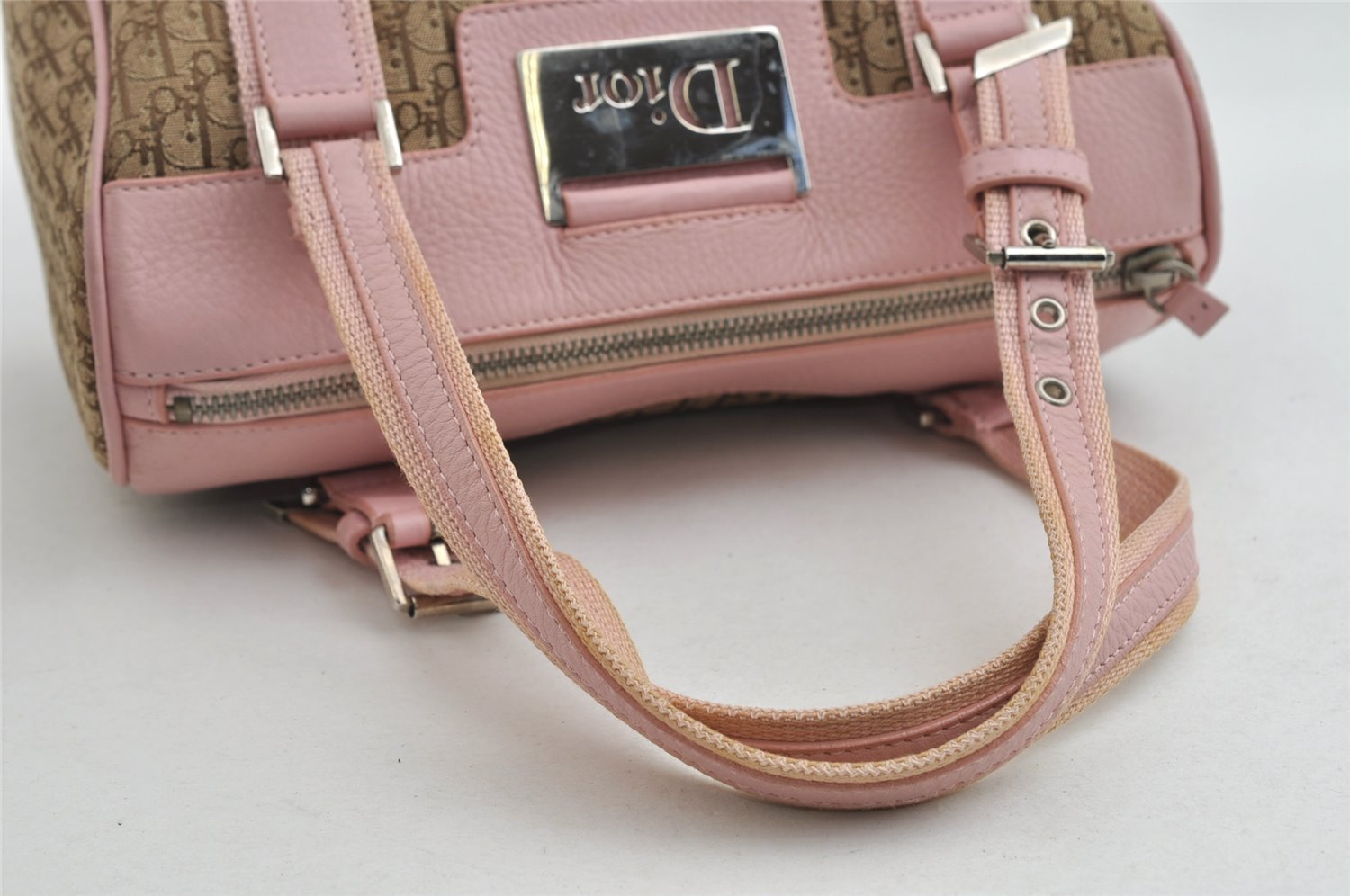 Authentic Christian Dior Trotter Street Chic Hand Bag Canvas Leather Brown 7933I