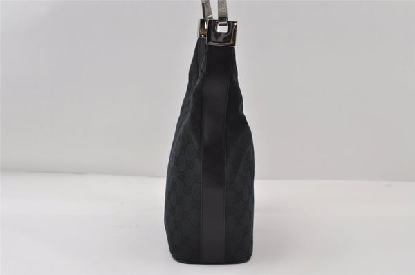 Authentic GUCCI Vintage Shoulder Bag Purse GG Canvas Leather 0013814 Black 7935I