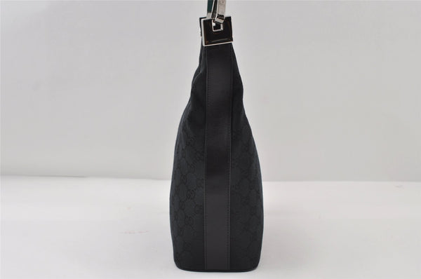 Authentic GUCCI Vintage Shoulder Bag Purse GG Canvas Leather 0013814 Black 7935I